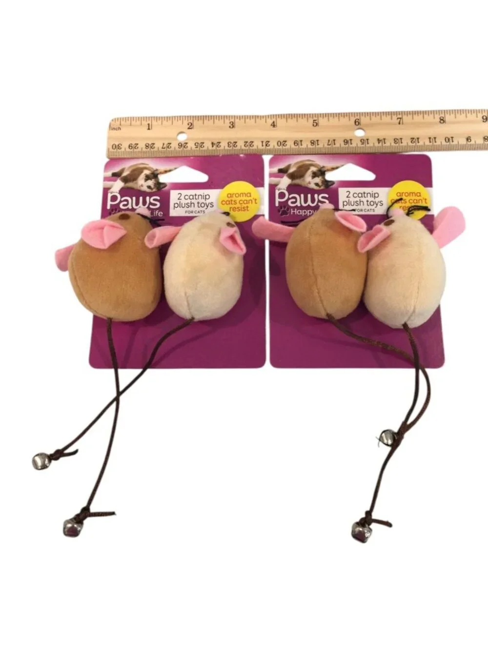 Paws Happy Life Mouse with Bell Catnip Plush Cat Toys Set of 2